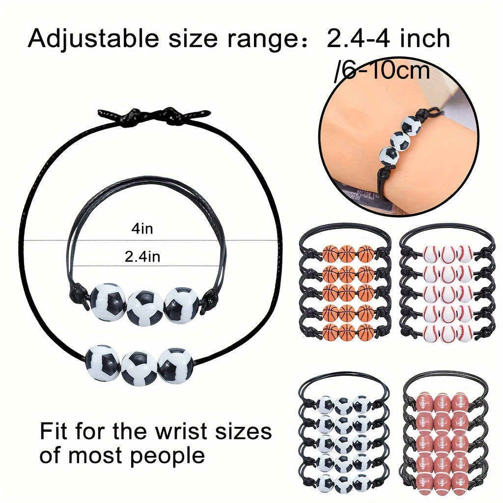 Ball Sports Bracelet With Charm - Adjustable Woven Rope Bracelet