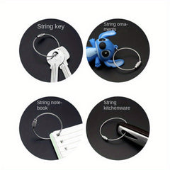 5pcs Stainless Steel Wire Ring Keyring Accessories