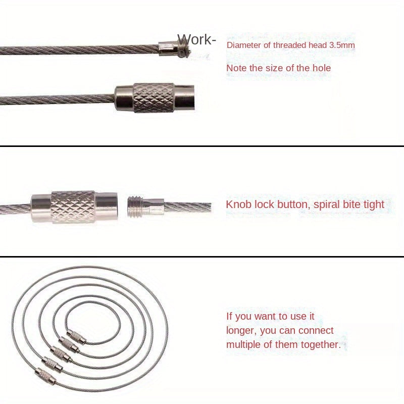 5pcs Stainless Steel Wire Ring Keyring Accessories