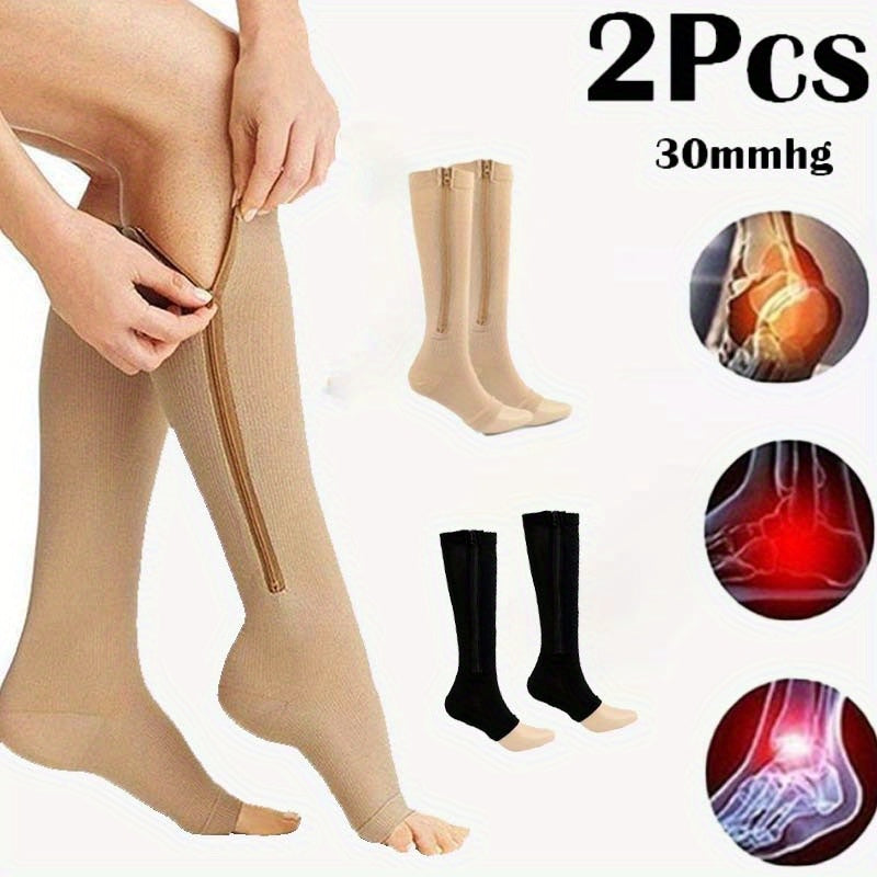 Men's Compression Sport Calf Socks Breathable Zipper Up Socks