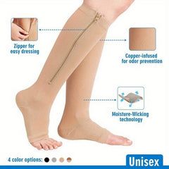 Men's Compression Sport Calf Socks Breathable Zipper Up Socks