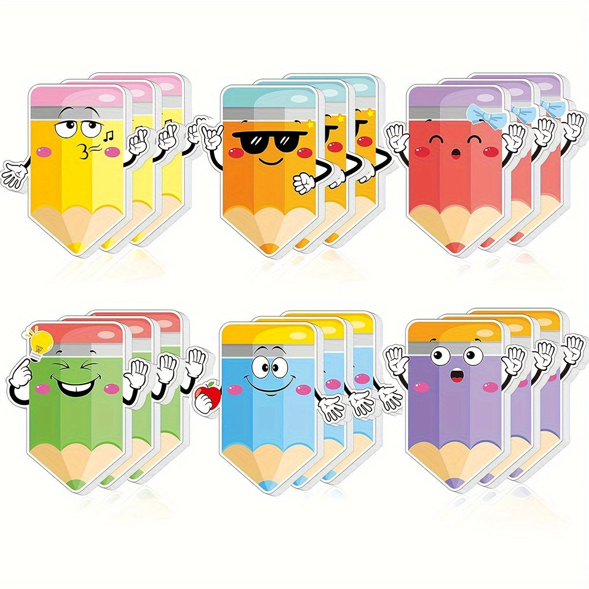 6pcs Pencil Sticky Notes Adhesive Memo Pads For Students School Office Supplies