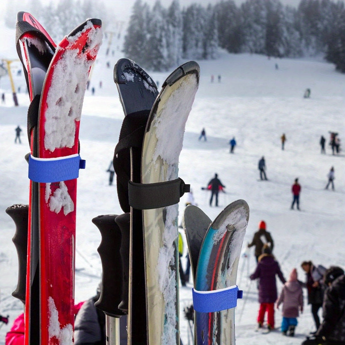 3pcs Ski Fastener Straps with Protector Pads - Ski Wraps for Winter Sports