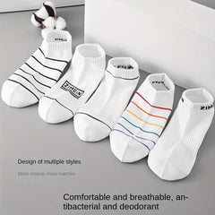 Men's Solid Striped Liner Anklets Socks Cotton Blend