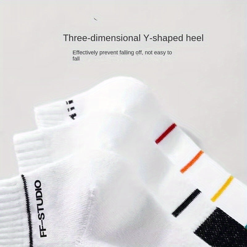5 Pairs Teen's Striped Solid Ankle Socks Breathable Casual Soft Socks