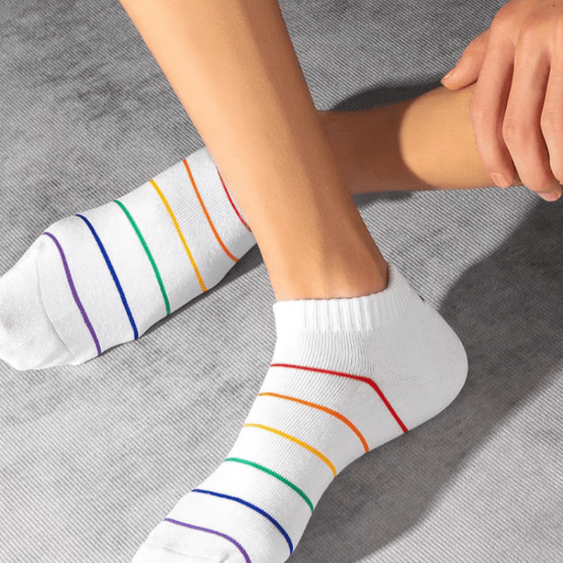 5 Pairs Teen's Striped Solid Ankle Socks Breathable Casual Soft Socks