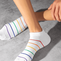 Men's Solid Striped Liner Anklets Socks Cotton Blend
