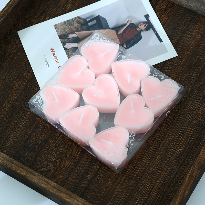 9pcs Heart Shaped Scented Candles Romantic Birthday Christmas Decoration