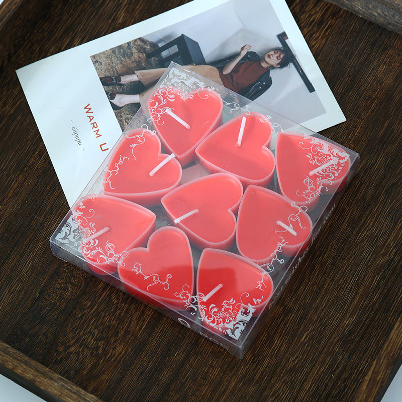 9pcs Heart Shaped Scented Candles Romantic Birthday Christmas Decoration