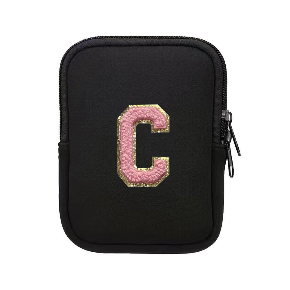 Chenille Initial Letter Phone Pouch Arm Pouch