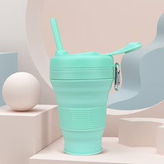 Silicone Folding Coffee Cup Collapsible Water Cup With Straw