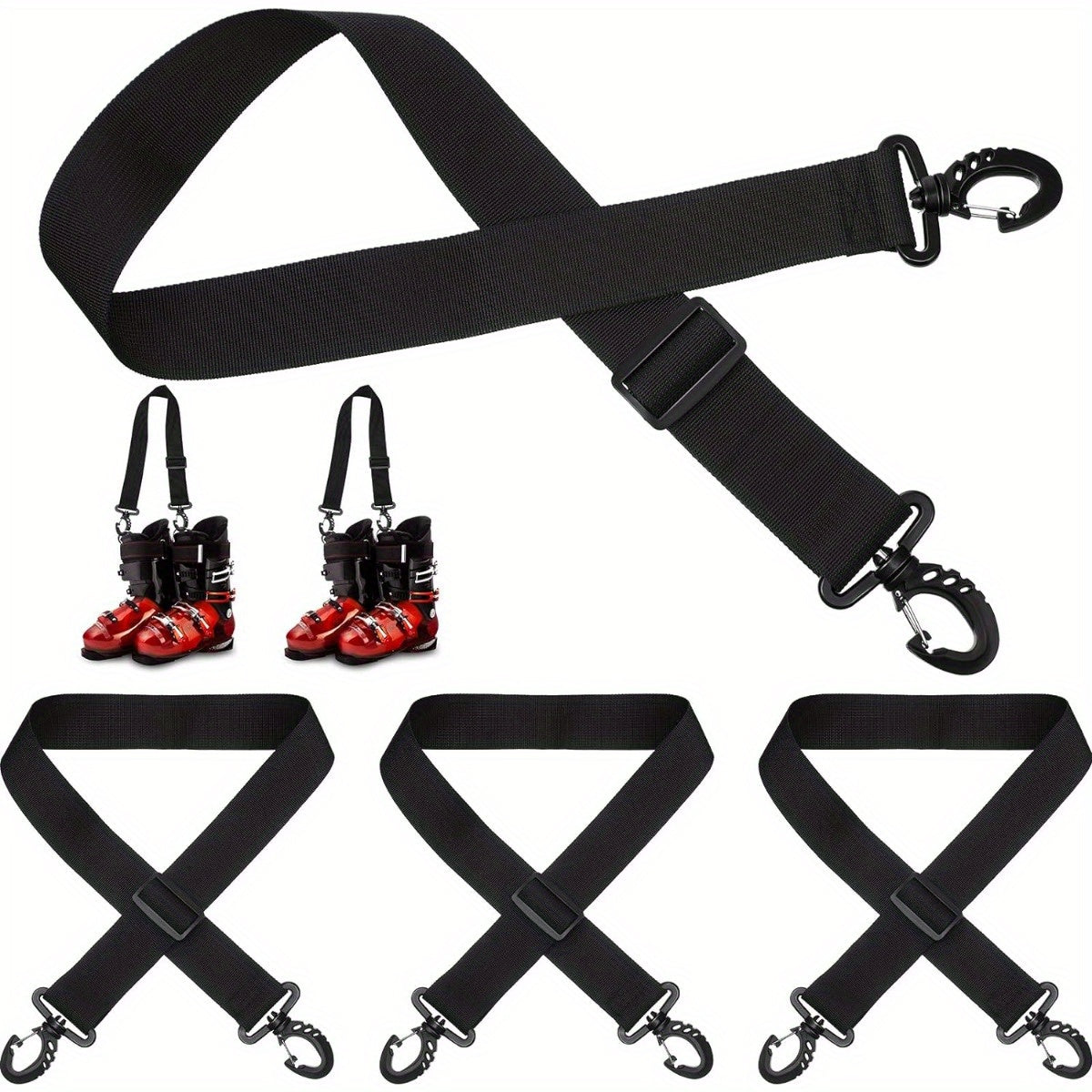 Adjustable Ski Boot Carrier Straps Shoulder Sling Winter Sport Accessories