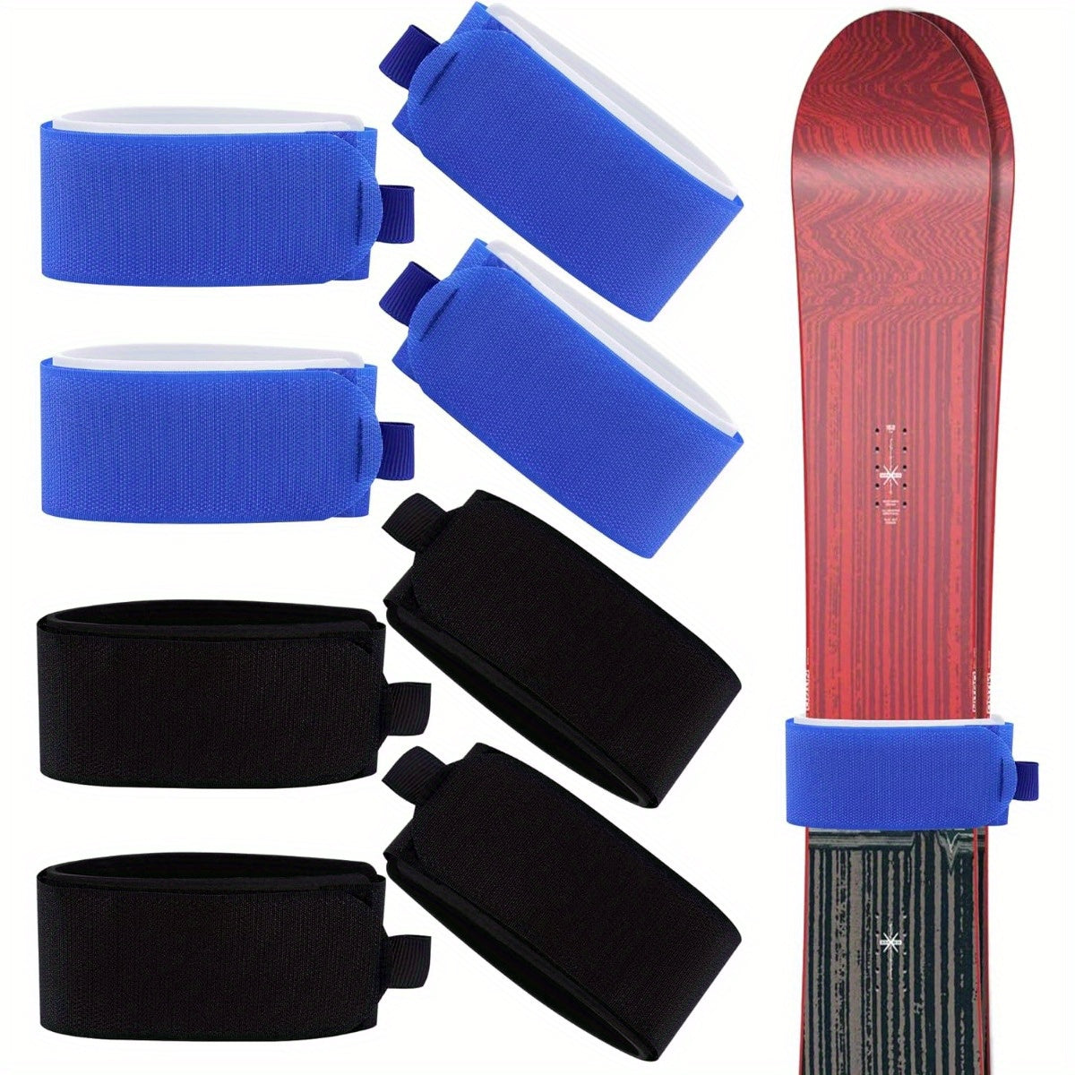 3pcs Ski Fastener Straps with Protector Pads - Ski Wraps for Winter Sports