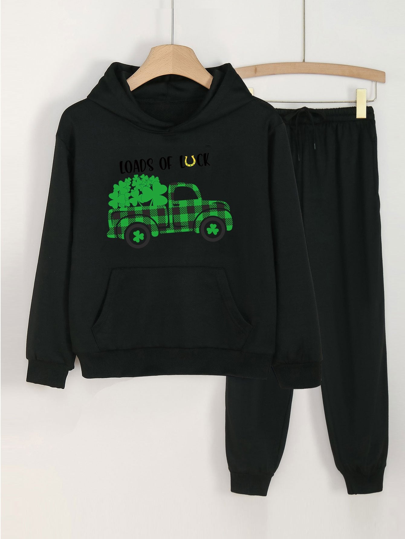 Girls Long Sleeve Hoodies Jogger Pants Set for Spring Fall