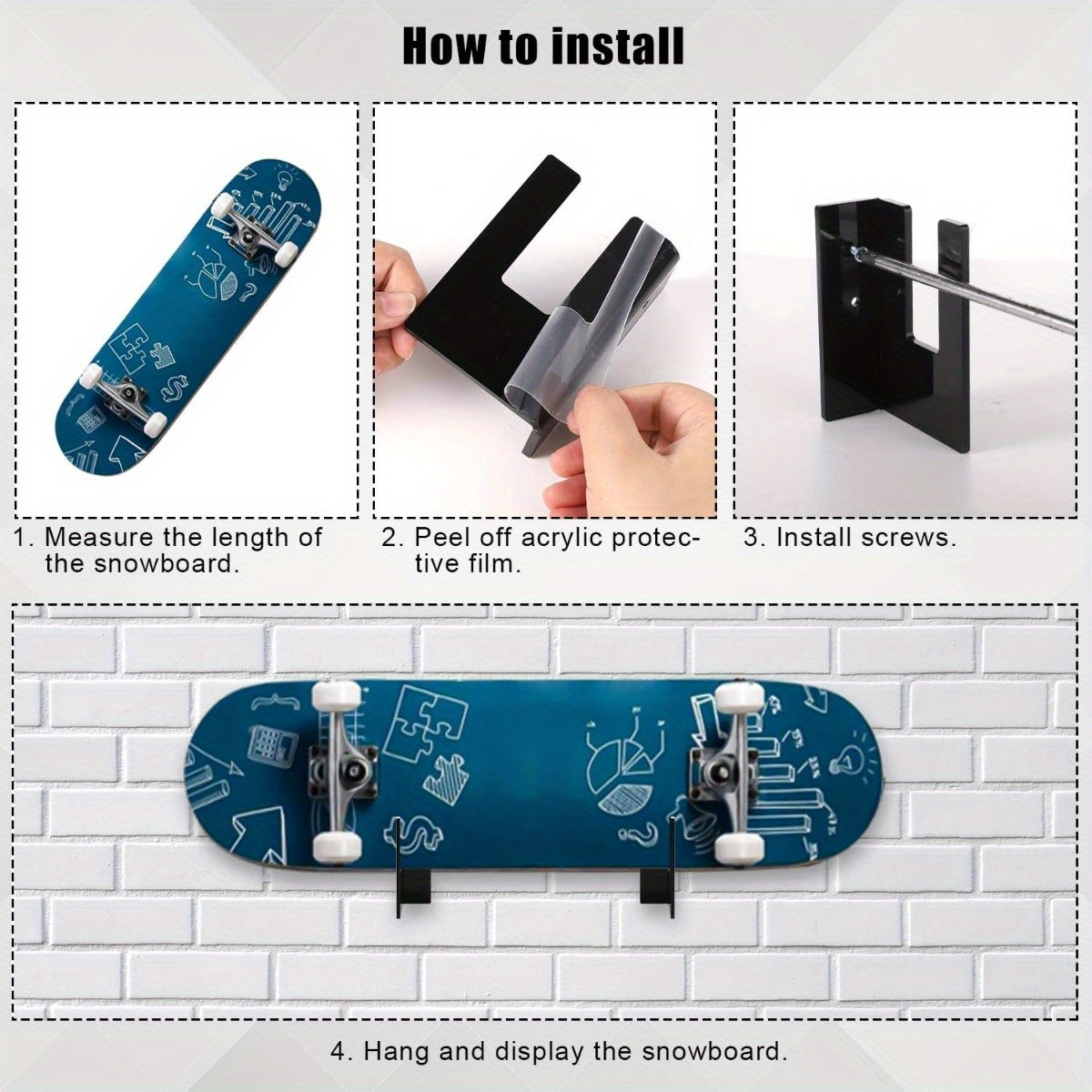 2pcs Snowboard Wall Mount Rack Snowboard Storage Hook