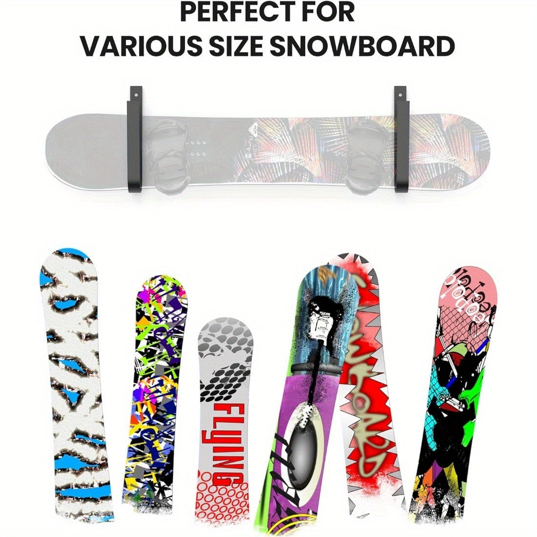 Snowboard Display Rack Wall Mounted Carbon Steel Universal Snowboard Rack
