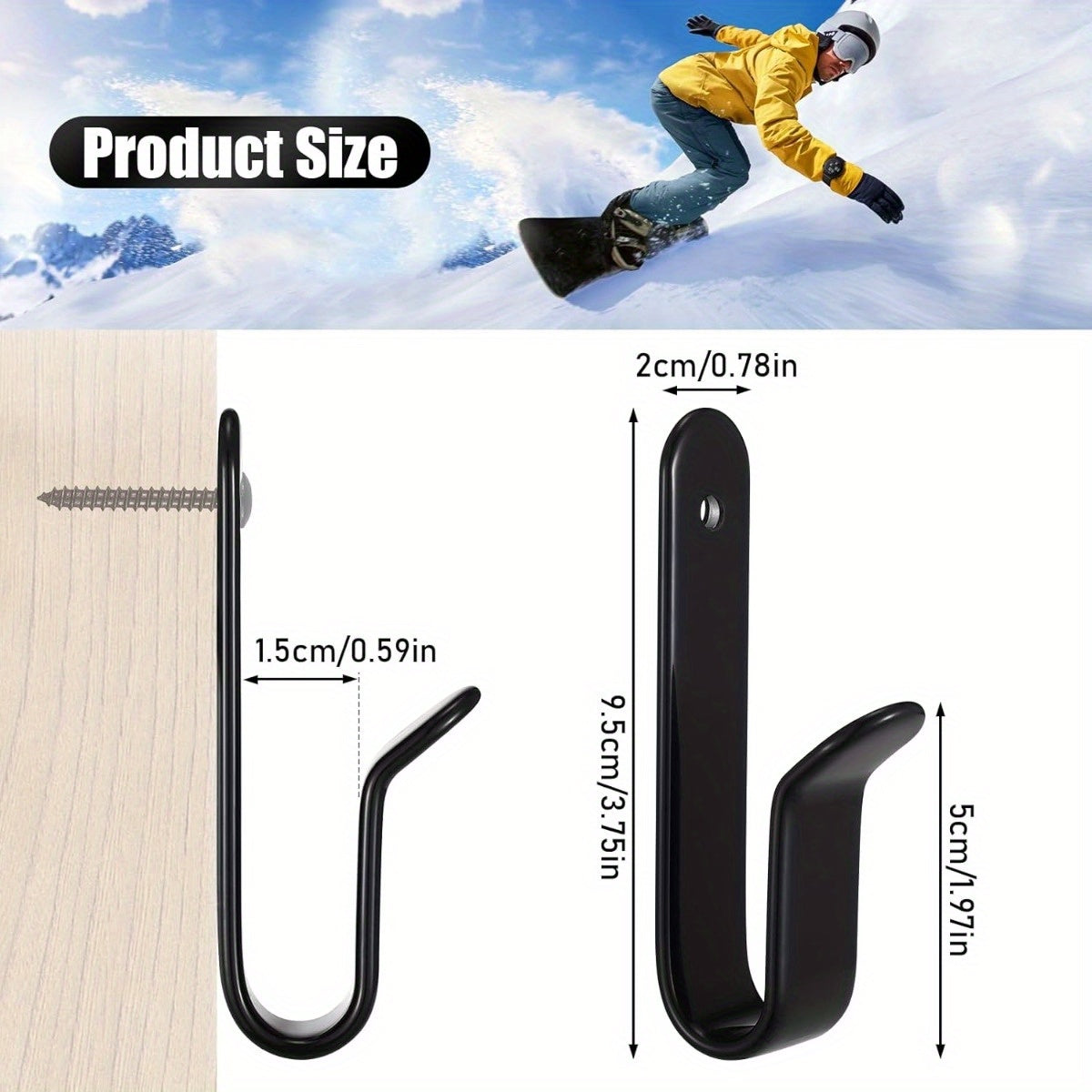 Snowboard Wall Mount Clips Skateboard Storage Hook Display Rack