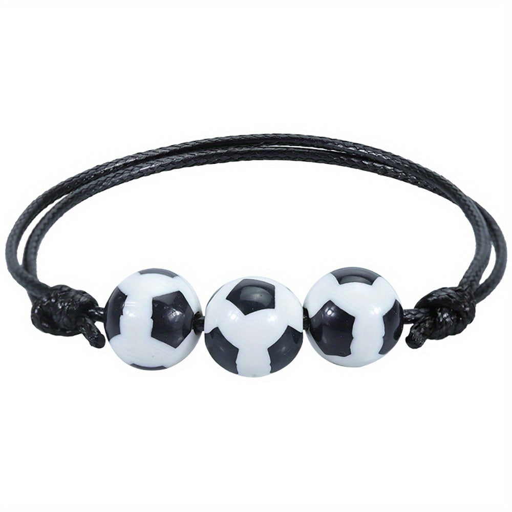 Sports Charm Bracelet Adjustable Rope Football Baseball Basketball Bead
