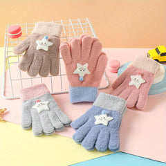 Kids Macaron Cartoon Knitted Gloves for 4-12 Years Coldproof Warm Autumn Winter