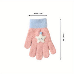 Kids Macaron Cartoon Knitted Gloves for 4-12 Years Coldproof Warm Autumn Winter