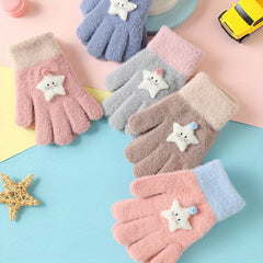 Kids Macaron Cartoon Knitted Gloves for 4-12 Years Coldproof Warm Autumn Winter