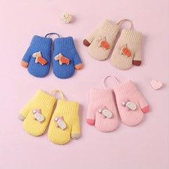 Girls Baby Plus Velvet Warm Gloves Cartoon Winter Gloves Mittens Coldproof