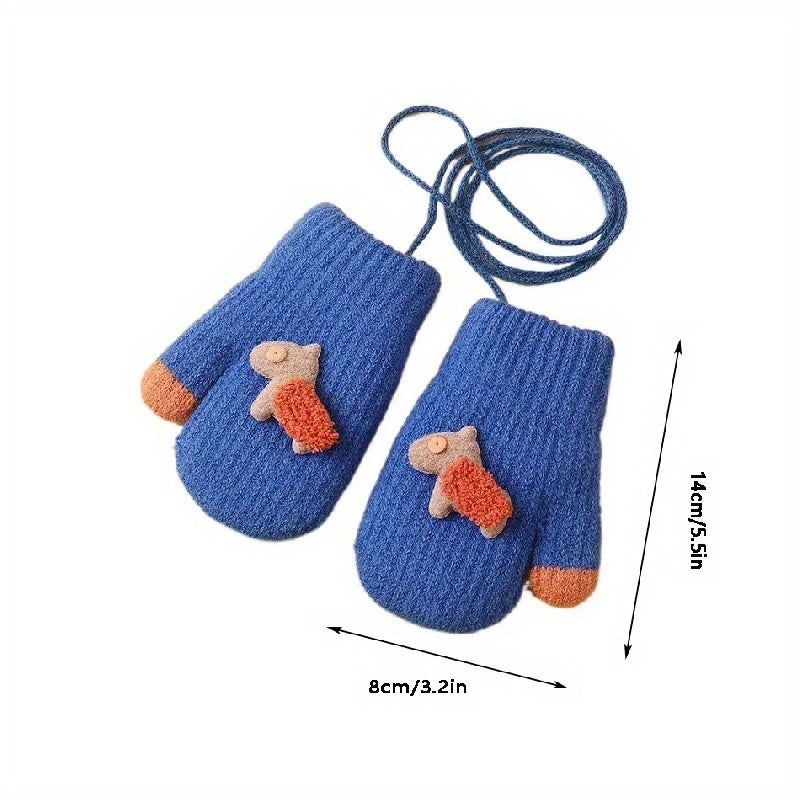 Girls Baby Plus Velvet Warm Gloves Cartoon Winter Gloves Mittens Coldproof