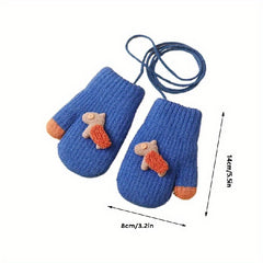 Girls Baby Plus Velvet Warm Gloves Cartoon Winter Gloves Mittens Coldproof