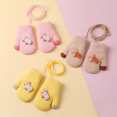 Girls Baby Plus Velvet Warm Gloves Cartoon Winter Gloves Mittens Coldproof