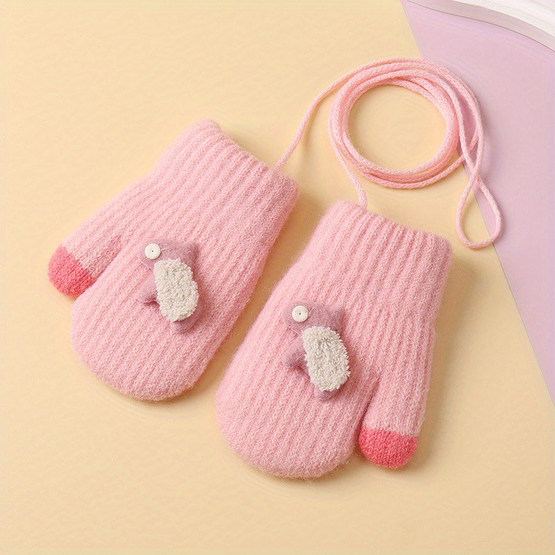 Girls Baby Plus Velvet Warm Gloves Cartoon Winter Gloves Mittens Coldproof