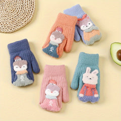 Winter Warm Kids Five Fingers Gloves Cartoon Design