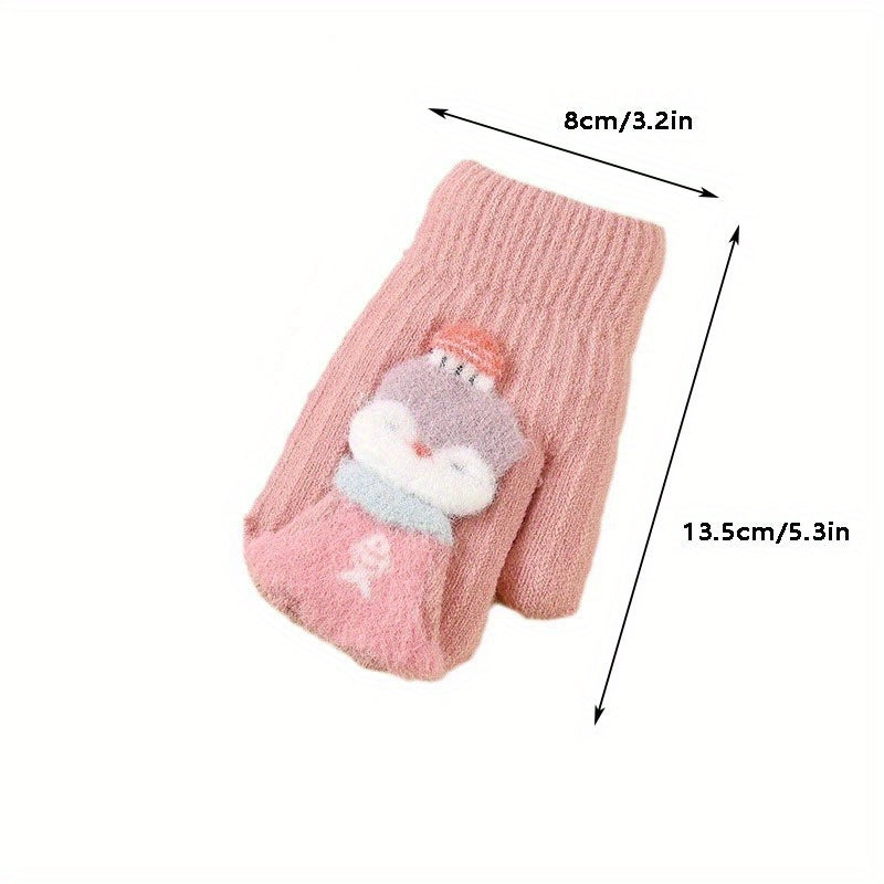 Winter Warm Kids Five Fingers Gloves Cartoon Design
