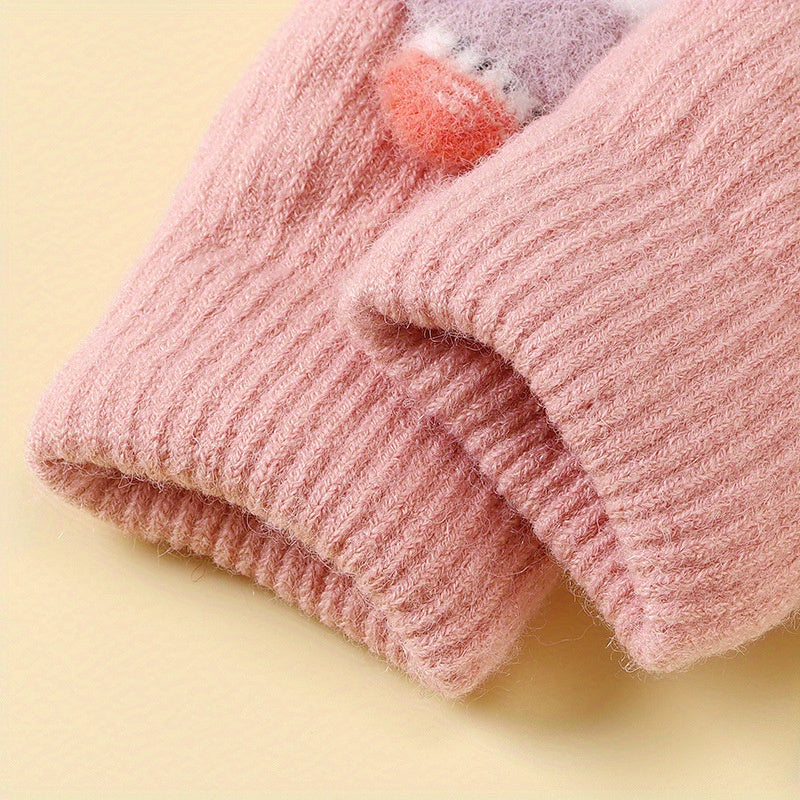 Winter Warm Kids Five Fingers Gloves Cartoon Design