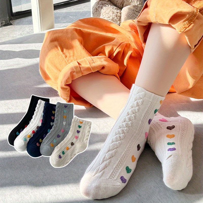 5 Pairs Baby Cartoon Socks Love Pattern Autumn Comfortable Children's Socks