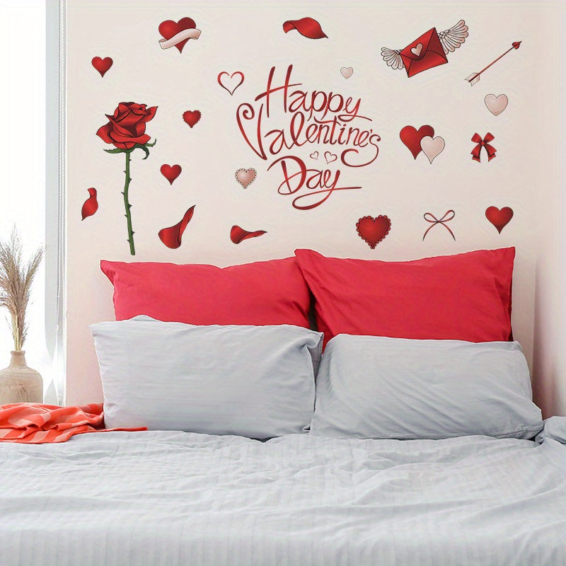 Rose Love Bedroom Entrance Home Decoration Wall Sticker Self Adhesive PVC