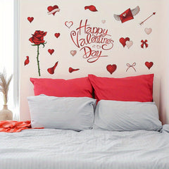 Rose Love Bedroom Entrance Home Decoration Wall Sticker Self Adhesive PVC