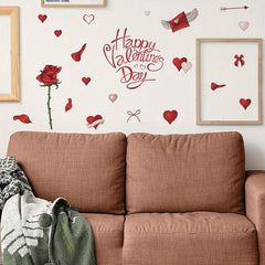 Rose Love Bedroom Entrance Home Decoration Wall Sticker Self Adhesive PVC