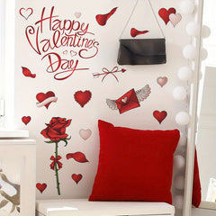 Rose Love Bedroom Entrance Home Decoration Wall Sticker Self Adhesive PVC