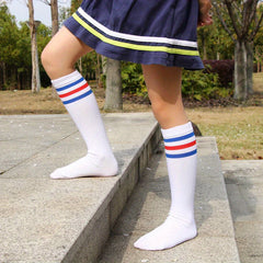 Girl's Striped Knitted Knee High Socks 2 Pairs