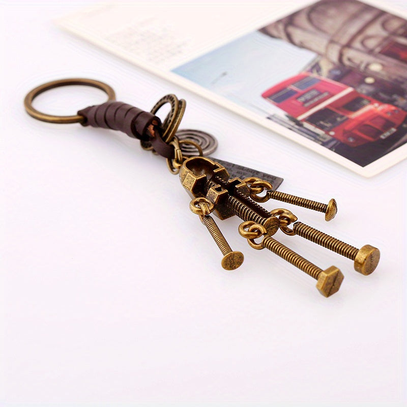 2pcs Retro Movable Robot Love Keychain Couple Pendant Accessories