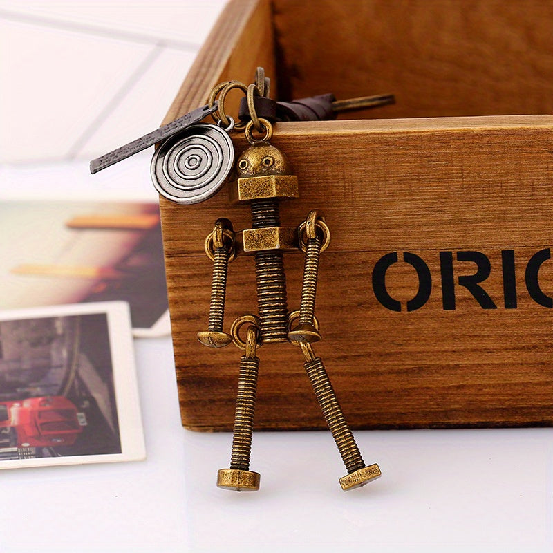 2pcs Retro Movable Robot Love Keychain Couple Pendant Accessories