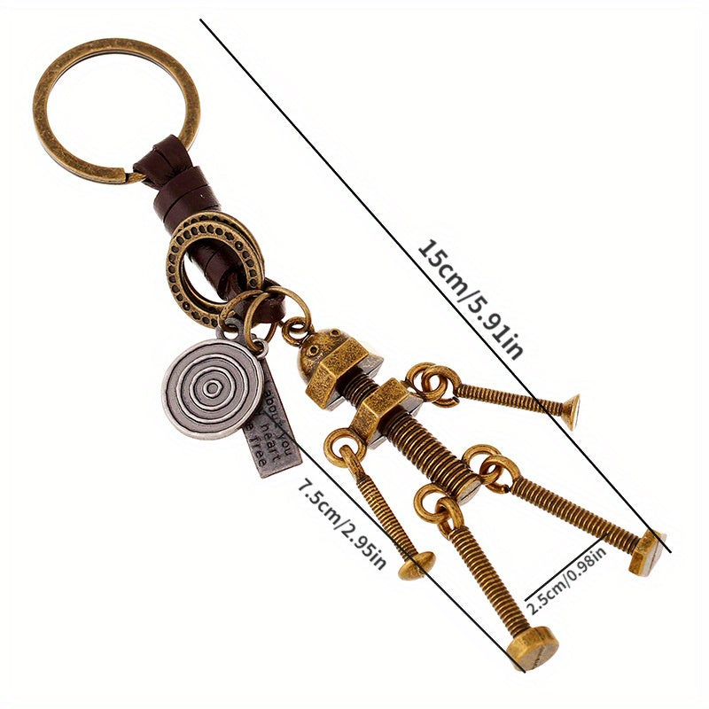 2pcs Retro Movable Robot Love Keychain Couple Pendant Accessories