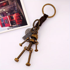 2pcs Retro Movable Robot Love Keychain Couple Pendant Accessories