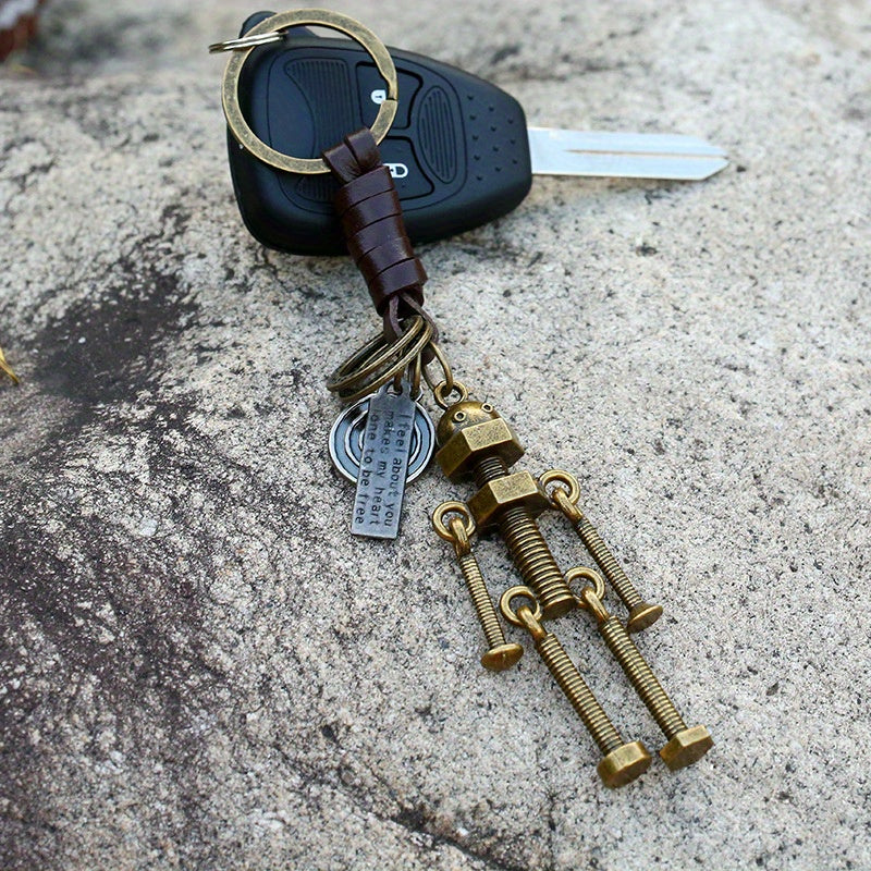 2pcs Retro Movable Robot Love Keychain Couple Pendant Accessories