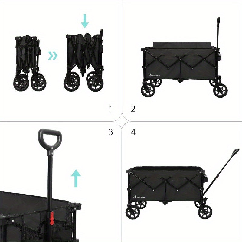 Moon Lence Collapsible Wagon Cart with Universal Wheels Heavy Duty