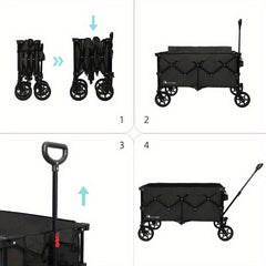 Moon Lence Collapsible Wagon Cart with Universal Wheels Heavy Duty