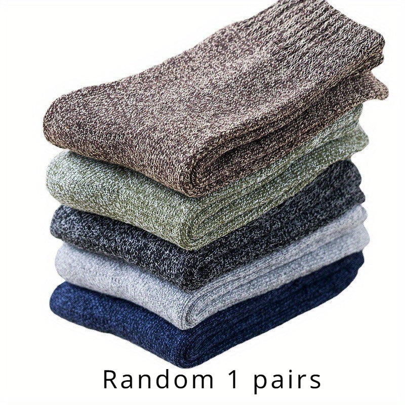 Men's Solid Crew Socks Warm Thermal Comfy Casual Unisex Socks