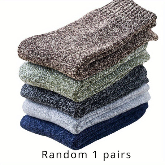 Men's Solid Crew Socks Warm Thermal Comfy Casual Unisex Socks