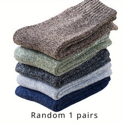 Men's Solid Crew Socks Warm Thermal Comfy Casual Unisex Socks