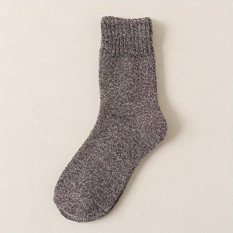 Men's Solid Crew Socks Warm Thermal Comfy Casual Unisex Socks